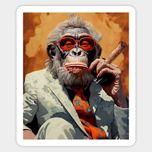 Cigar Smoking Orangutan: Sophisticated Orangutan Charm Sticker